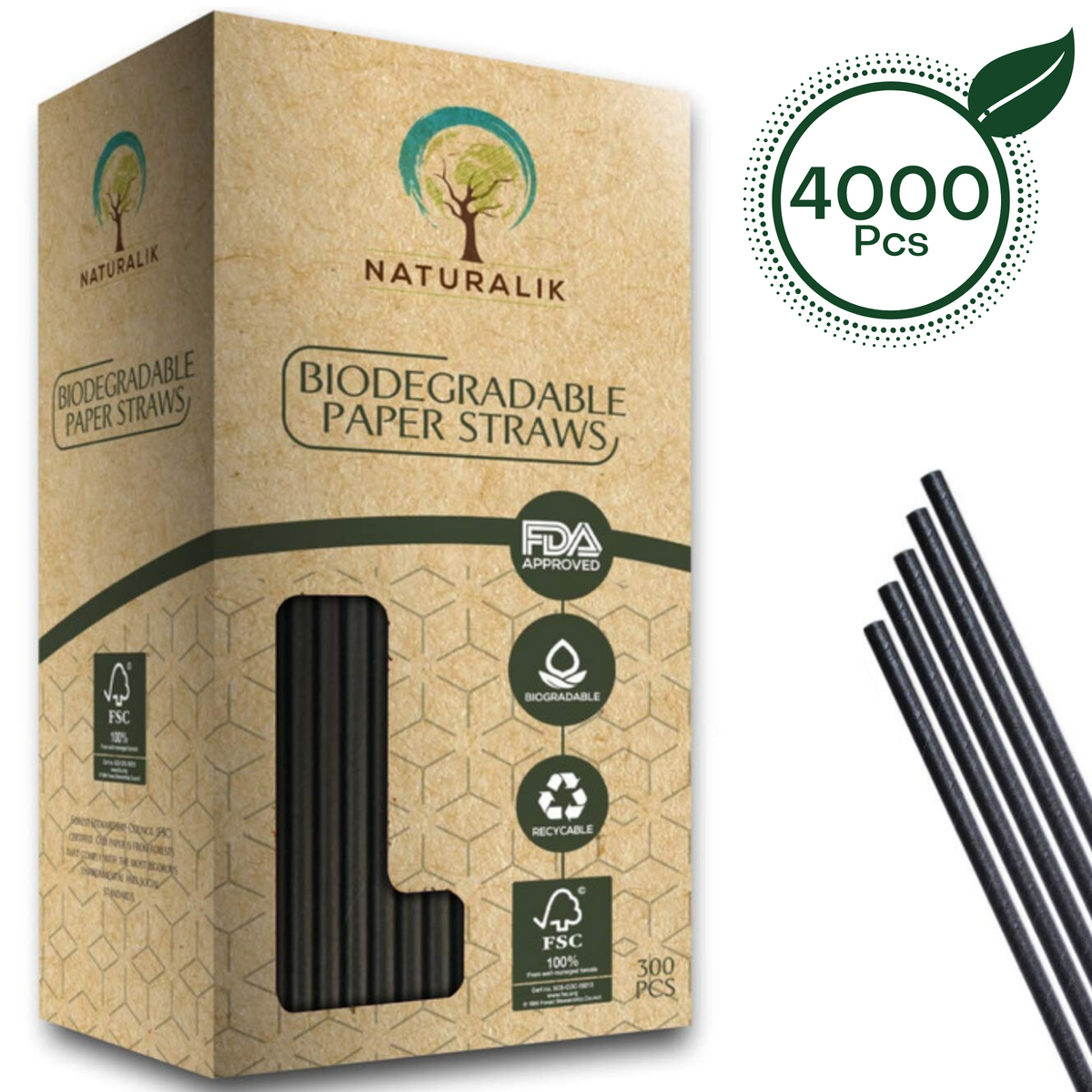 Basic Nature Brown PLA Plastic / Coffee Ground Straw - Compostable - 8 1/4  - 2000 count box