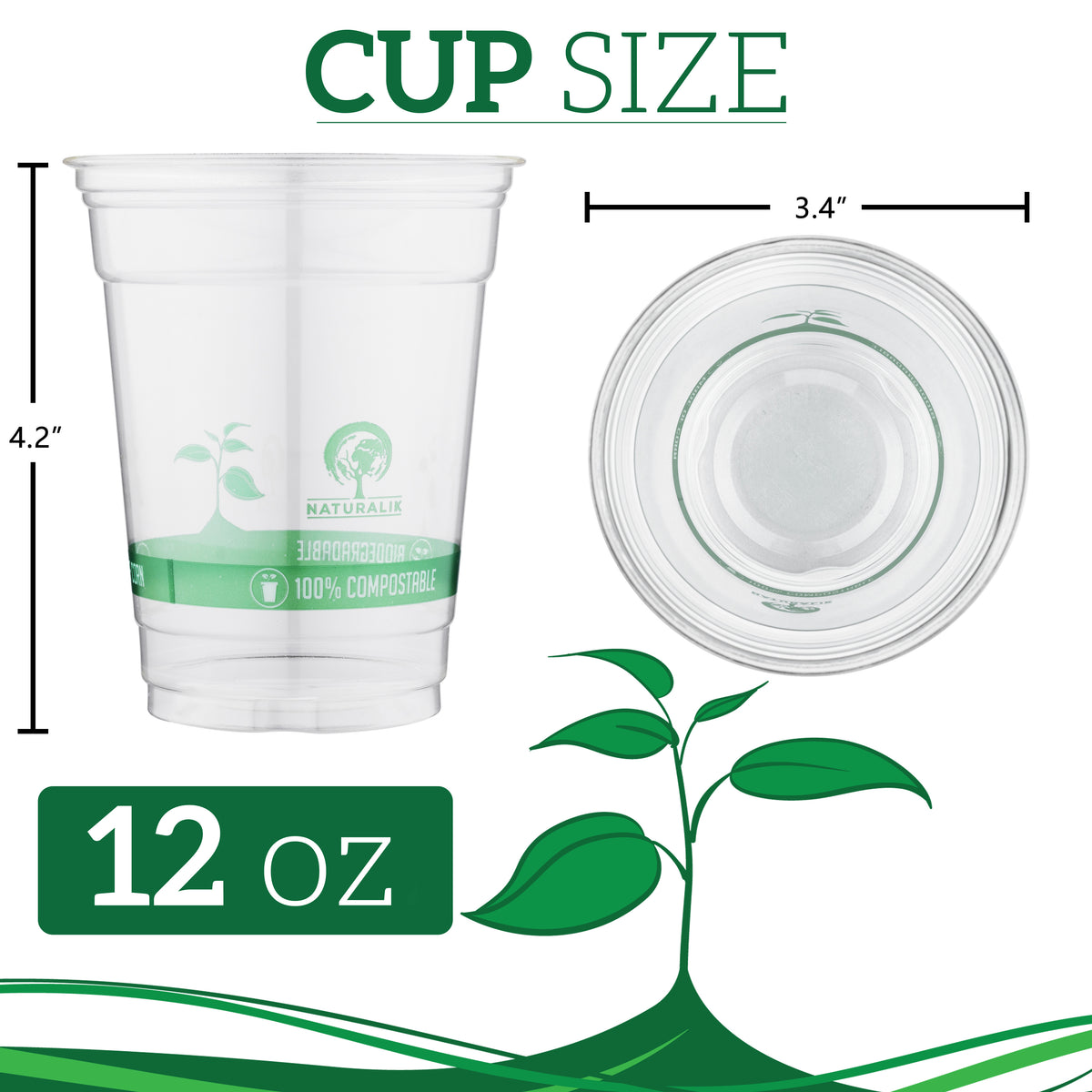 Compostable Cold Cups - PLA, Eco-Friendly, Sustainable, 100