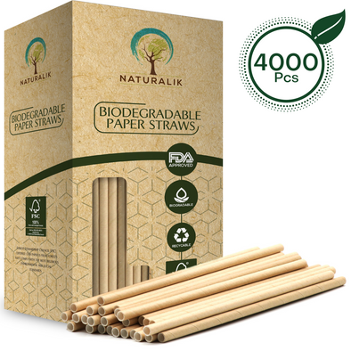 Naturalik Kraft Brown Paper Straws 4000 Pack Extra Durable