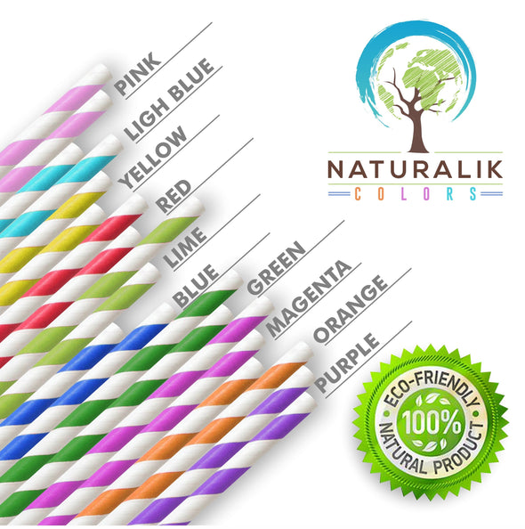 Naturalik Multi-Color Paper Straws Case of 2 - 4000 count
