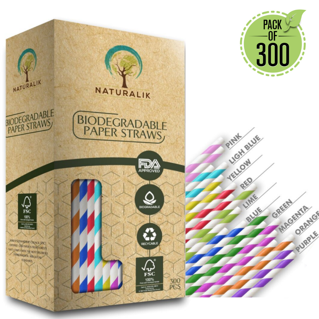 Reli. 400 Pack Paper Straws (Assorted Colors) | Paper Straws for Drinking - Disposable, Biodegradable/Eco-Friendly | Rainbow, Multi-Color Drinking
