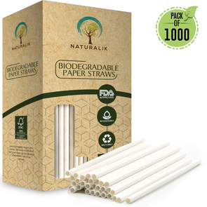 Naturalik White Paper Straws 1000 Pack