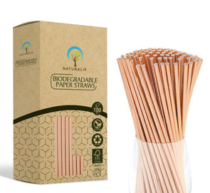 Naturalik Kraft rose gold solid Paper Straws 100-Pack