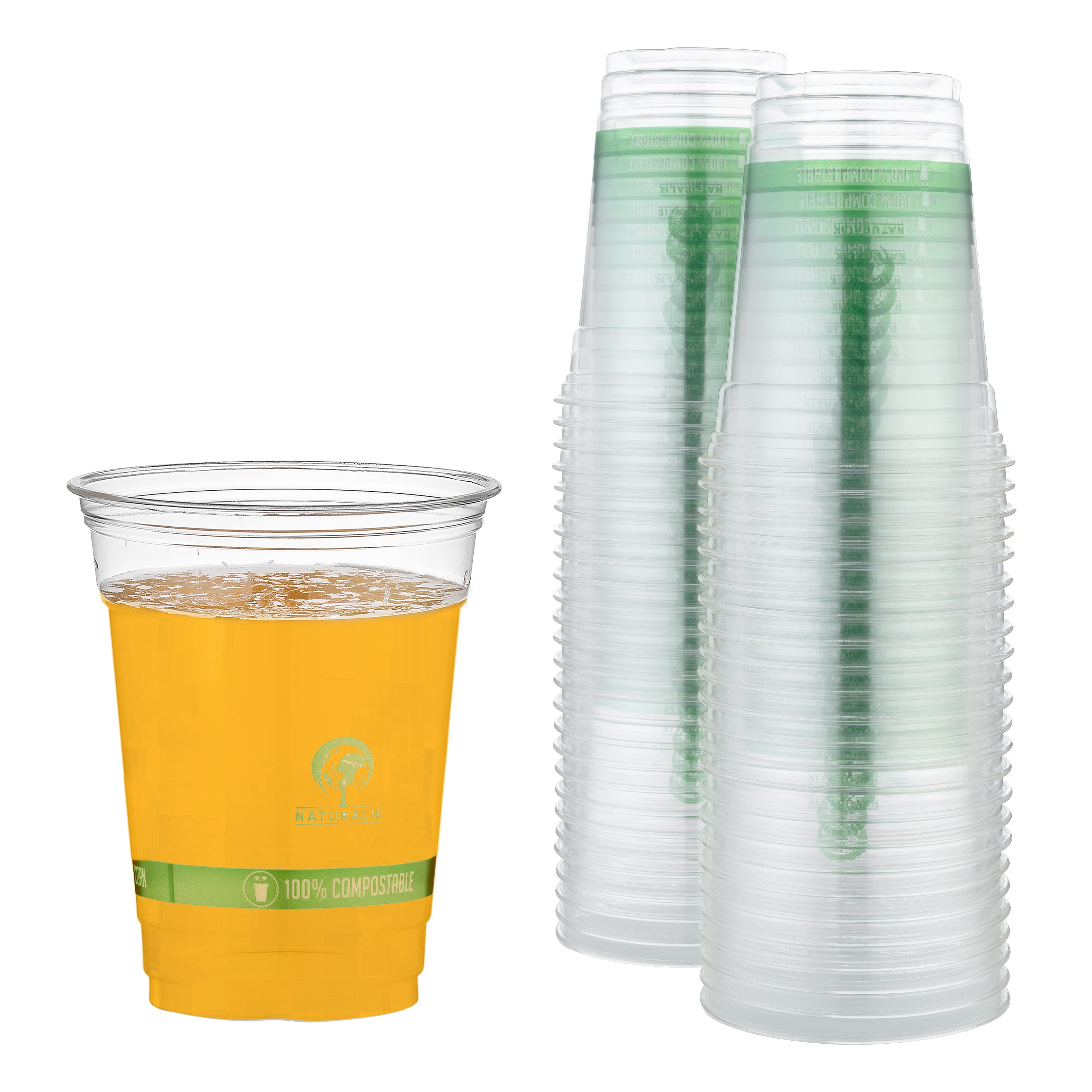 GREENER SETTINGS 12 oz. Clear Compostable Disposable Cups, Cold